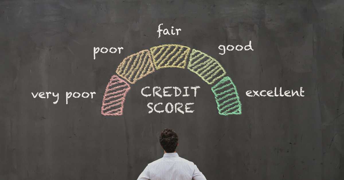 credit score scale drawn on chalkboard