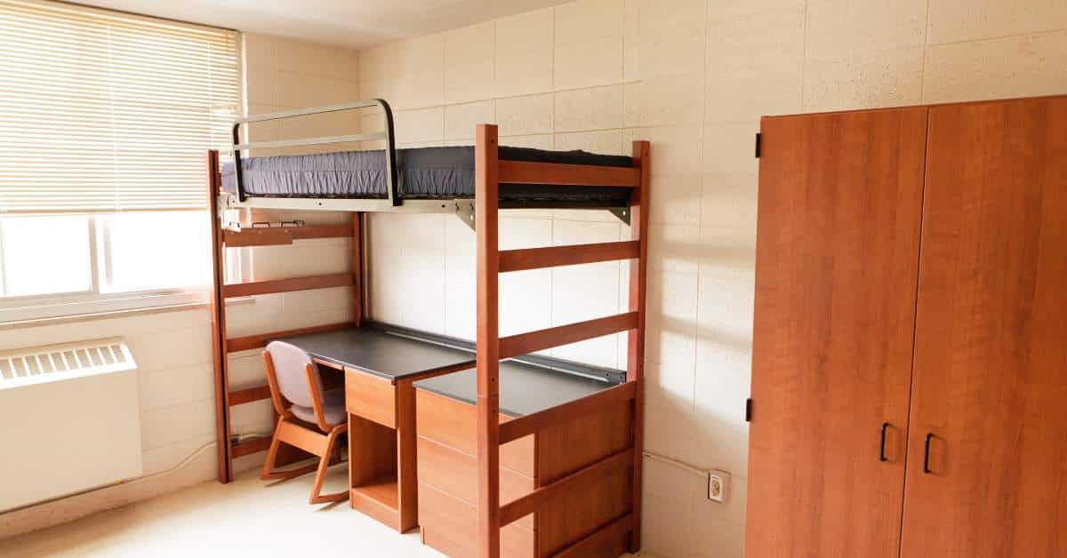 Empty college dorm room