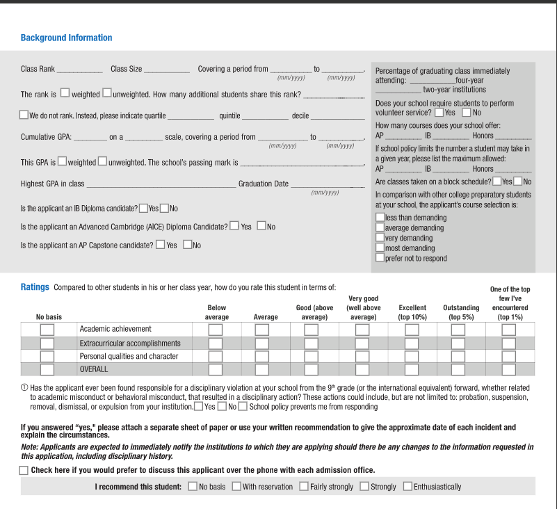 Common App Counselors Eval #2