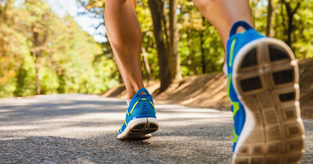 runner with blue shoes