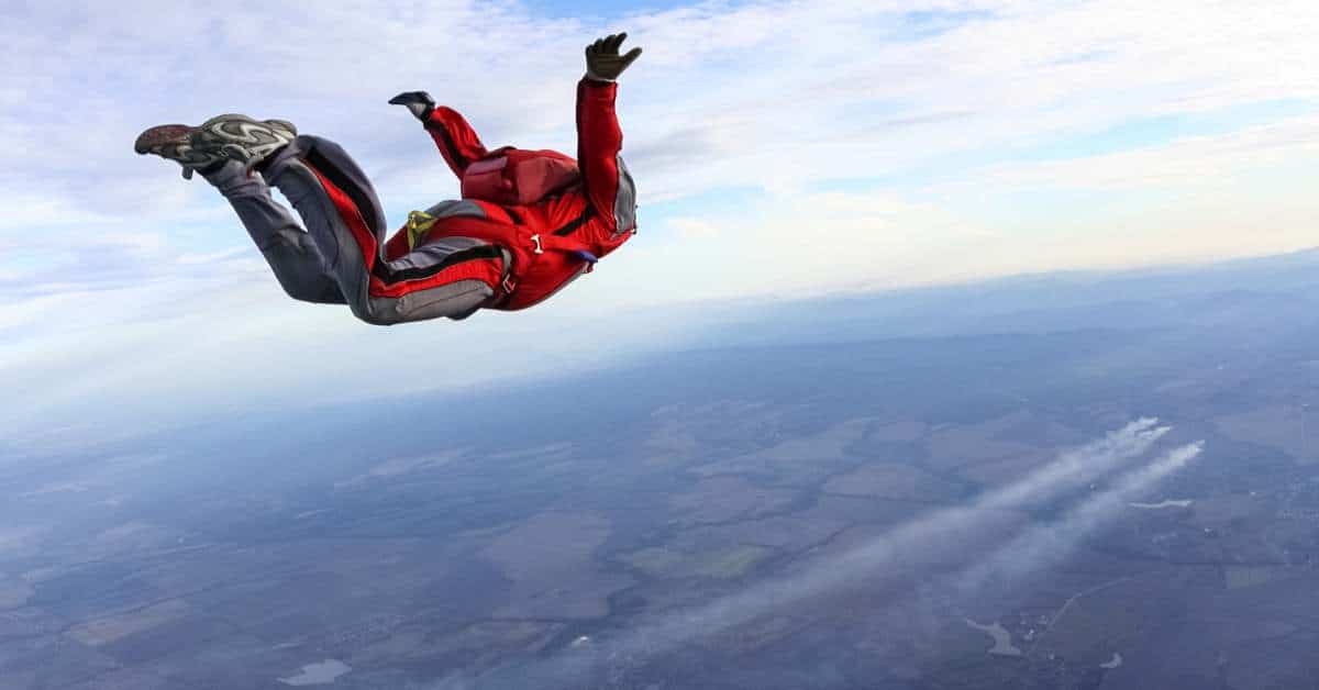 Person skydiving--floating in air